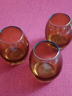 Amber Glass Stemless Tumblers - Set of 3
